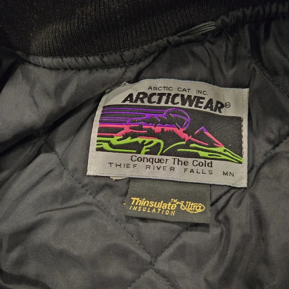 Vintage Arctic‎ Cat Vaporblast Jacket Mens Medium Green Checkered Thinsulate Zip